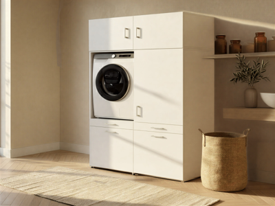 Kast WASHING 1 machine met kast 1 deur 2 lades LARGE wit