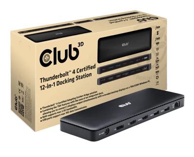 Club 3D thunderbolt 4 12-in-1 dock dockingstation (zwart)