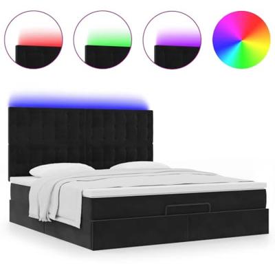 Ottoman bed met matrassen en LED's 160x200cm fluweel zwart