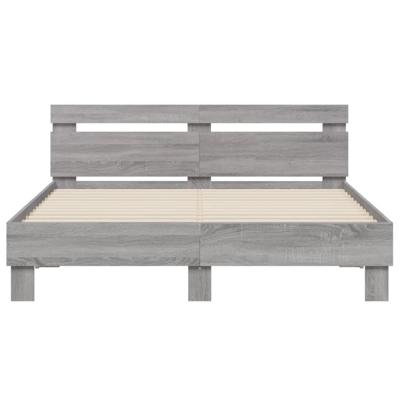 Bedframe met hoofdeinde en LED grijs sonoma eiken 140x200 cm