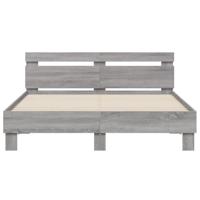Bedframe met hoofdeinde en LED grijs sonoma eiken 140x200 cm - thumbnail