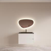 Badmeubelset BWS Riga met Asia Wastafel Zwart 80 cm Mat Wit - thumbnail