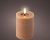 Lumineo LED kaars Licht Bruin/warm wit 7x11.2cm - thumbnail