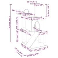 Kattenmeubel met sisal krabpalen 110,5 cm donkergrijs - thumbnail