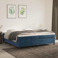 Boxspring bed 200x200 cm fluweel donkerblauw - thumbnail