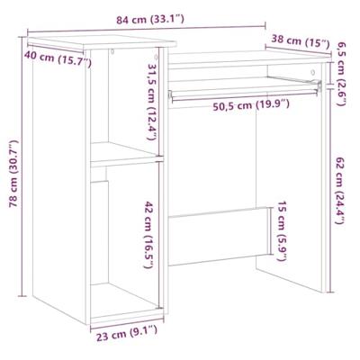 Bureau met schappen 84x40x78 cm bewerkt hout sonoma eikenkleur