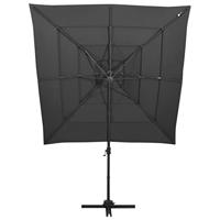 Parasol 4-laags met aluminium paal 250x250 cm antracietkleurig - thumbnail