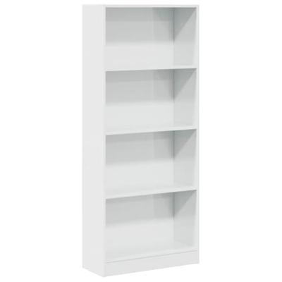 Boekenkast 60x24x143 cm bewerkt hout hoogglans wit