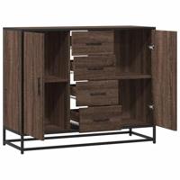 Dressoir 92x35x76 cm bewerkt hout bruin eikenkleurig - thumbnail