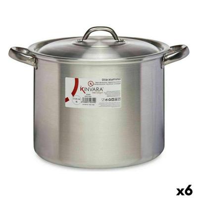 Casserolepan met deksel Kinvara Zilverkleurig Aluminium 33 x 21,5 x 26 cm Ø 24 cm (6 Stuks)