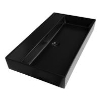 Brauer Lunar Wastafel - 80 cm - met 1 Spoelbak en 0 Kraangaten - Keramiek Mat Zwart - thumbnail