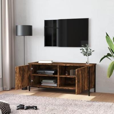 Tv-meubel 102x35x45 cm bewerkt hout gerookt eikenkleurig - thumbnail