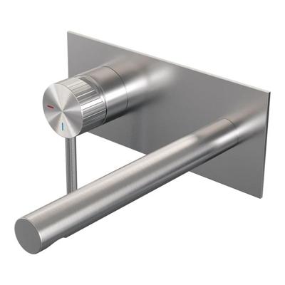 BRAUER Stripe Inbouw Wastafelmengkraan - rechte uitloop en afdekplaat - model A2 - RVS-kleurig geborsteld PVD 5-NG-334