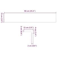 Vensterbanken 2 st onbehandeld 90x15x2 cm massief eikenhout - thumbnail