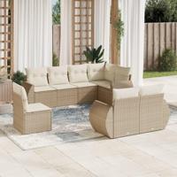 8-delige Loungeset met kussens poly rattan beige - thumbnail