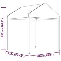 Prieel met dak 11,15x2,28x2,69 m polyetheen wit - thumbnail