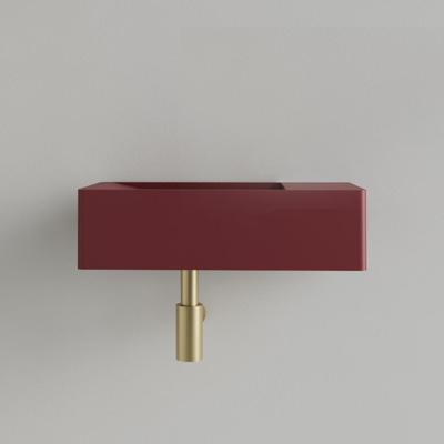 Fontein Gliss Design Freya Solid Marble 40x22x10 cm Zonder Kraangat Rechts Mat Wijn Rood