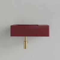 Fontein Gliss Design Freya Solid Marble 40x22x10 cm Zonder Kraangat Rechts Mat Wijn Rood - thumbnail