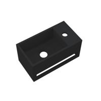Best Design Fontein Mona-Black 33x18x16 cm incl. Handdoekhouder Rechts Solid Surface Mat Zwart - thumbnail