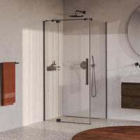 BRAUER Stellar douchecabine met draaideur helder glas 100x80x200 omkeerbaar incl. glascoating PVD gunmetal geborsteld - thumbnail