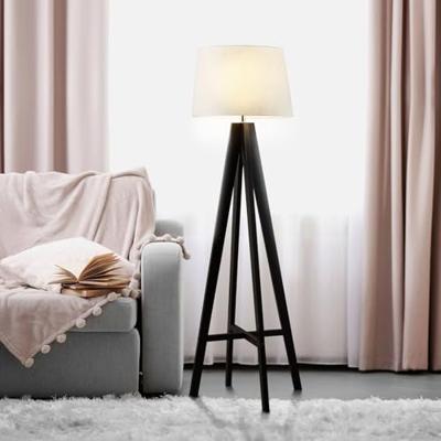 Searchlight Landelijke vloerlampEasel 148cm zwart met taupe - EU3540BR