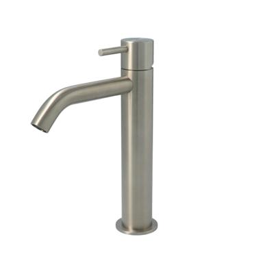 Hotbath Archie - Wastafelmengkraan - zonder Waste - Laag - Geborsteld Nikkel - Opbouw - Roestvrijstaal - V02