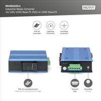 Digitus DN-652103-1 netwerk media converter 1000 Mbit/s Multimode, Single-mode Zwart, Blauw - thumbnail