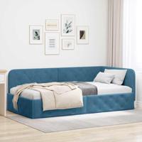 Hoekbedframe met hoofdeinde Blauw 100 x 200 cm Fluweel - thumbnail
