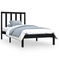 Bedframe massief grenenhout zwart 100x200 cm - thumbnail