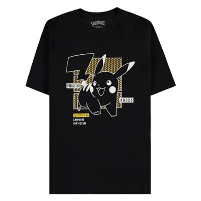 Pokémon - Pikachu Line-art Men's Short Sleeved T-shirt (Black)