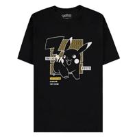 Pokémon - Pikachu Line-art Men's Short Sleeved T-shirt (Black) - thumbnail