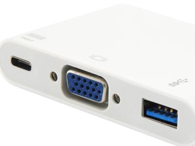 Equip 133462 usb type c to vga female/usb a female/pd adapter, 1080p, 15cm, white - thumbnail