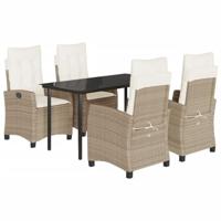 5-delige Tuinset met kussens poly rattan beige - thumbnail