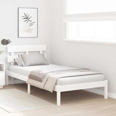Bedframe met hoofdeinde Wit 100 x 200 cm Massief grenenhout