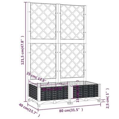 Plantenbak met trellis blauwgrijs 80x40x121,5 cm PP
