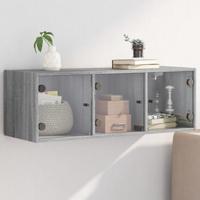 Wandkast met glazen deuren 102x37x35 cm grijs sonoma eiken - thumbnail
