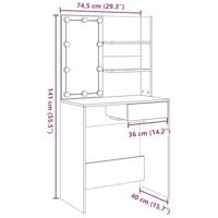 Kaptafel met LED-verlichting 74,5x40x141 cm oud houtkleurig - thumbnail