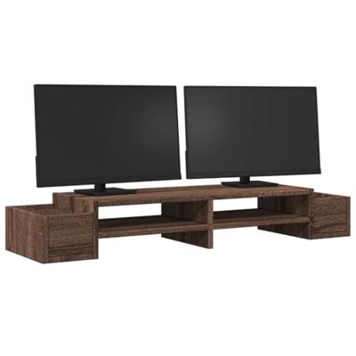Monitorstandaard met opbergruimte 100x27x15 cm hout bruin eiken Monitorstandaard met opbergruimte 100x27x15 cm hout bruin eiken