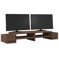 Monitorstandaard met opbergruimte 100x27x15 cm hout bruin eiken - thumbnail