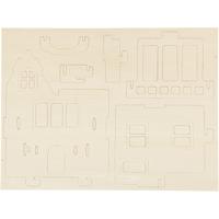 Creativ Company 3d houten constructie set, huis met balkon, afm 15,8x17,5x19,5, 1 stuk - thumbnail