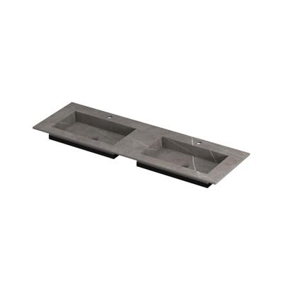 INK Post Wastafel Keramische Slab Envelop Bak Dubbel 2 Kraangaten - 1400x450x10 mm - Armani Grey Mat