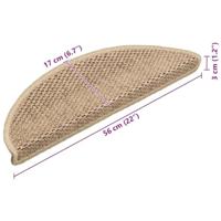 VidaXL Trapmatten zelfklevend 15 st sisal-look 56x17x3 cm zandkleurig - thumbnail