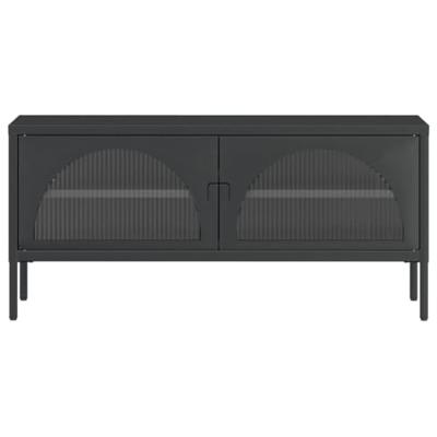 Tv-meubel 105x35x50 cm glas en staal zwart