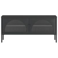 Tv-meubel 105x35x50 cm glas en staal zwart - thumbnail