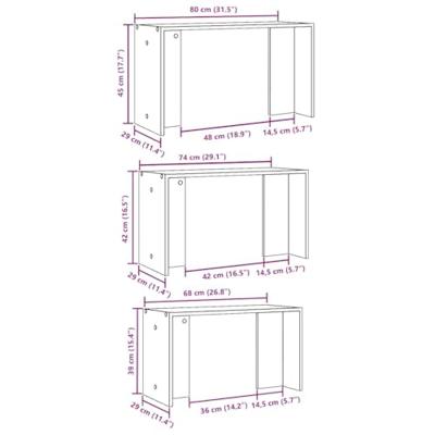 3-delige Tafeltjesset bewerkt hout zwart 3-delige Tafeltjesset bewerkt hout zwart