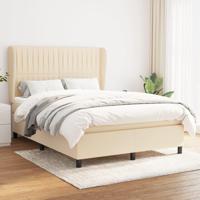 Boxspring met matras stof crèmekleurig 140x190 cm - thumbnail