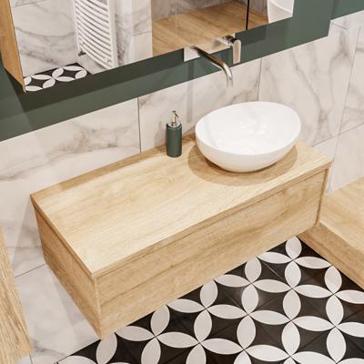 Mondiaz Lush Barco badmeubel Washed oak 100 cm 1 lade mdf 1 waskom rechts zonder kraangat