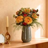 Handgebonden Kunstboeket Frieda Bern 35cm Oranje-Rood - thumbnail