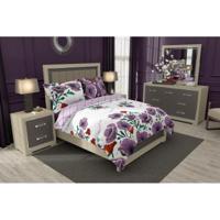 Frida Kahlo Dekbedovertrek rozen (Wit/Paars) - thumbnail