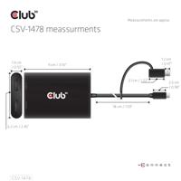 club3D USB-C Adapter [1x USB-C stekker, USB-A-stekker - 2x DisplayPort bus] CSV-1478 0.18 m - thumbnail